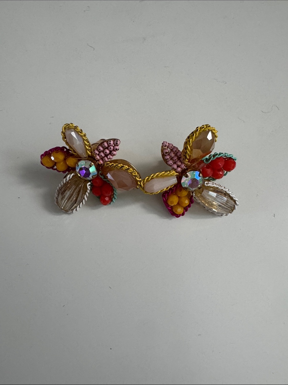 Handcrafted Multi-Color Crystal Floral Stud Earrings